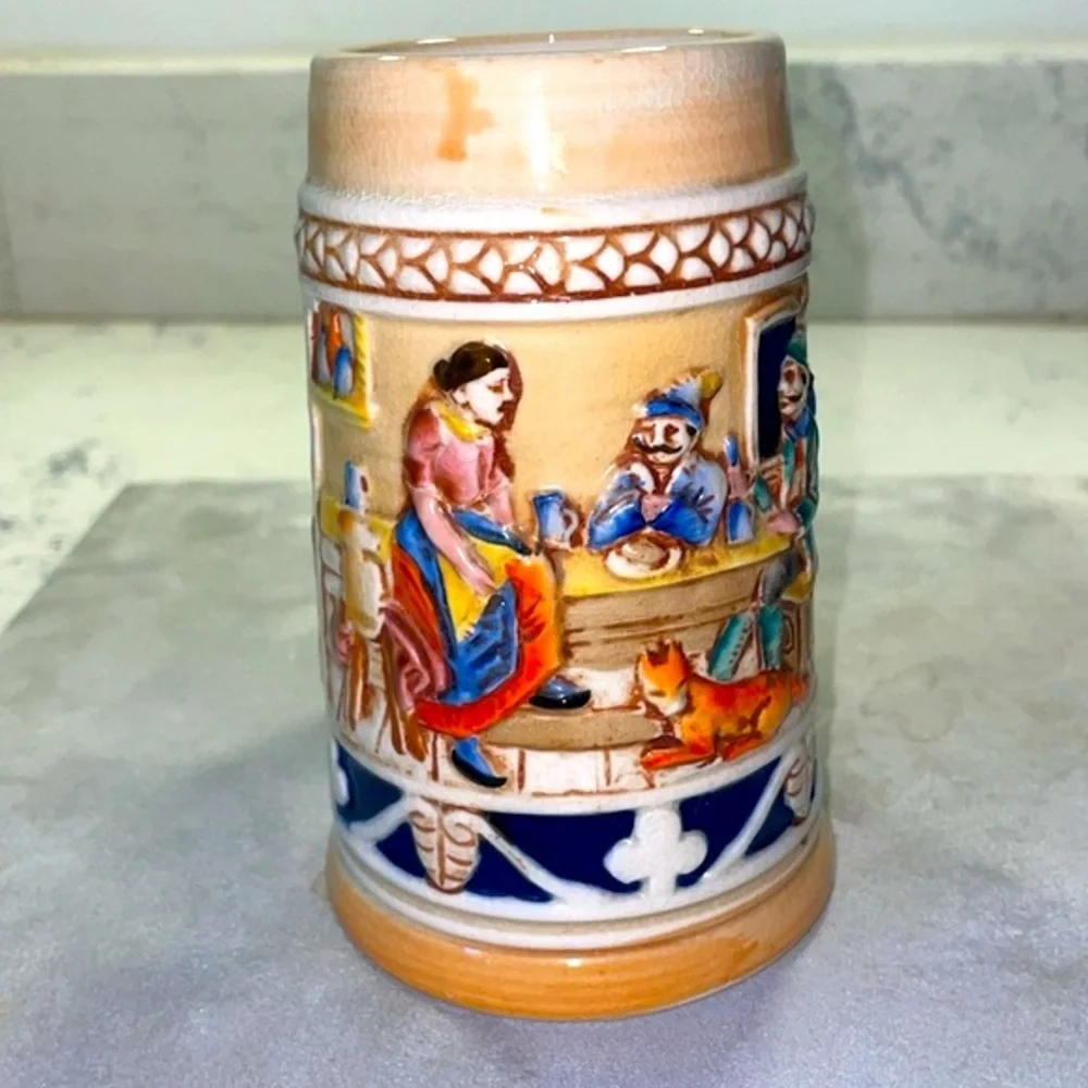 Vintage Lot of 3 Beer Steins Made in Occupied Japan Tavern Dog Mountain Scenes - Picture 4 of 16